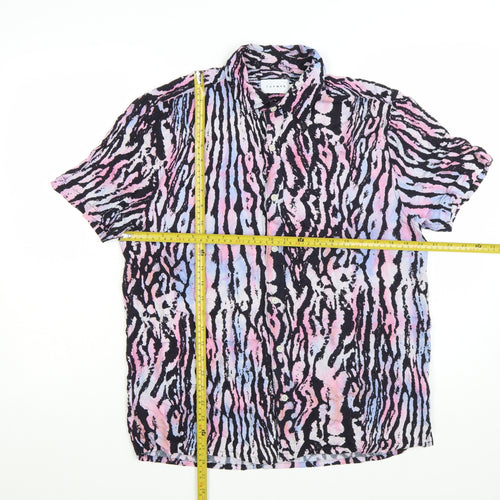 Topman Men’s Multicoloured Animal Print Short Sleeve Button-Up Shirt Size M