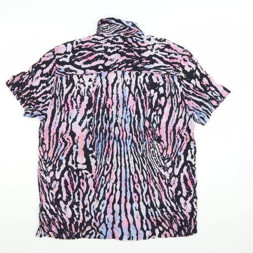 Topman Men’s Multicoloured Animal Print Short Sleeve Button-Up Shirt Size M