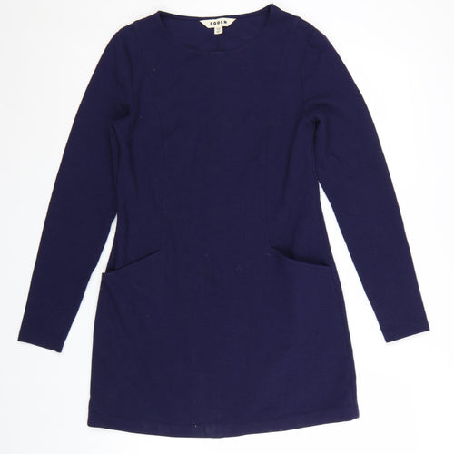 Boden Women Blue Shift Dress Size 10 Long Sleeve Stretch Cotton