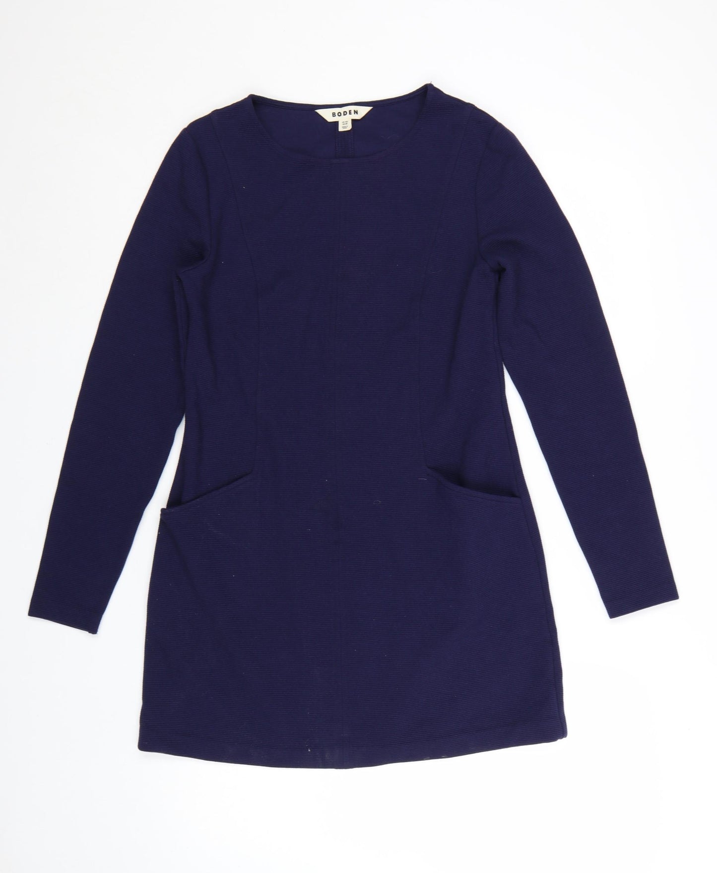 Boden Women Blue Shift Dress Size 10 Long Sleeve Stretch Cotton