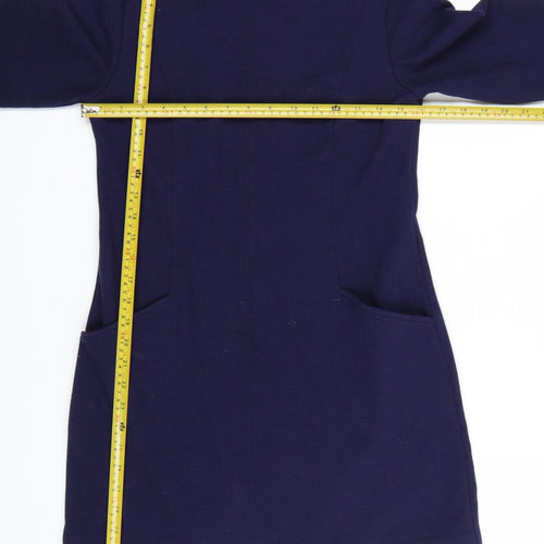 Boden Women Blue Shift Dress Size 10 Long Sleeve Stretch Cotton