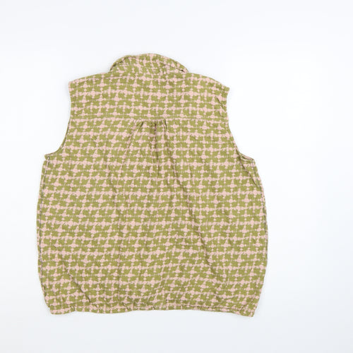 White Stuff Womens Green Geometric Cotton Sleeveless Tunic Blouse UK14