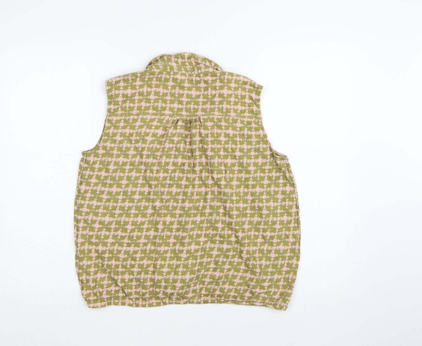 White Stuff Womens Green Geometric Cotton Sleeveless Tunic Blouse UK14