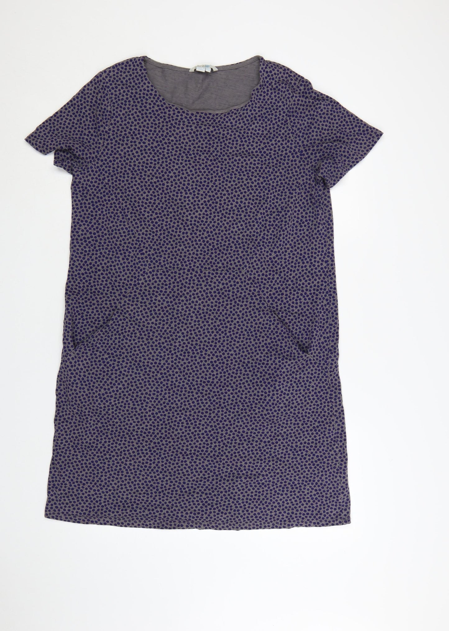 Boden Women Purple Polka Dot Cotton Shift Dress Size 16L Casual