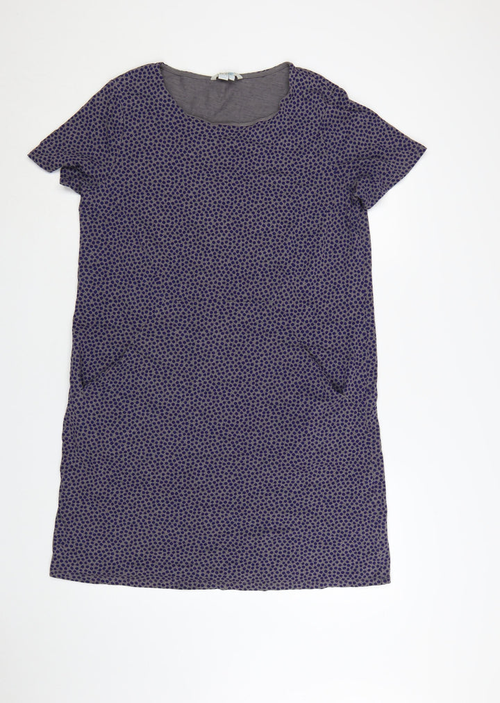 Boden Women Purple Polka Dot Cotton Shift Dress Size 16L Casual