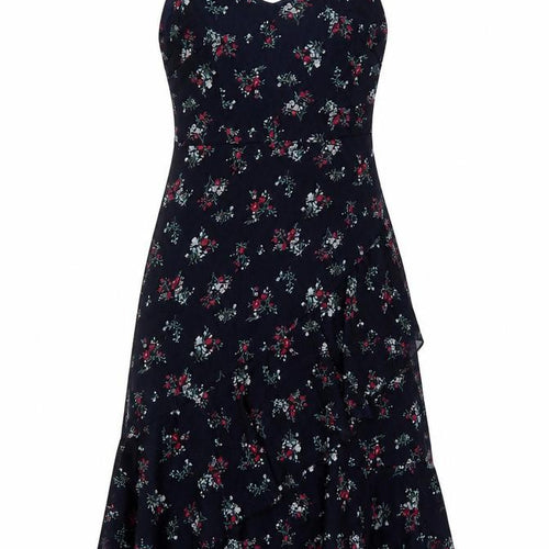 Nasty Gal Women's Blue Floral Ruffle Slip Midi Dress Size 8