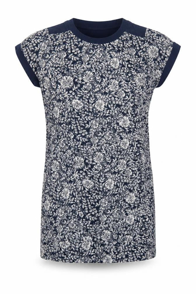 Monsoon Women Blue Floral Shift Dress Size 10 Short Sleeve Viscose