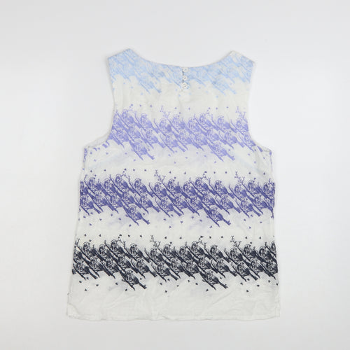 White Stuff Women's Purple Bird Print Sleeveless Cotton Tank Top UK 8