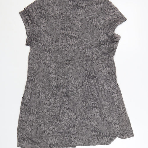White Stuff Women Grey Cotton Shirt Dress Size 12 Short Sleeve Collared