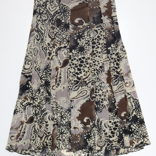 Chesca Womens Brown Geometric Midi A-Line Skirt Size 16