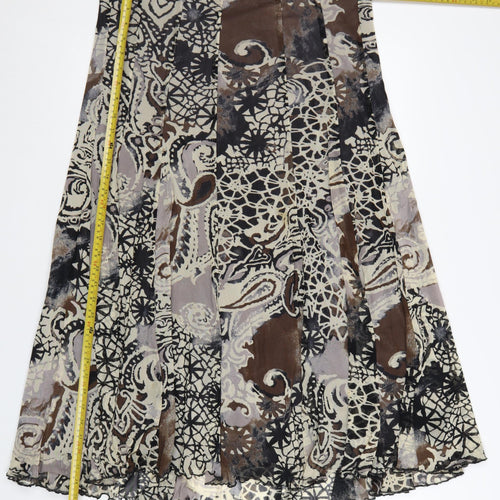 Chesca Womens Brown Geometric Midi A-Line Skirt Size 16