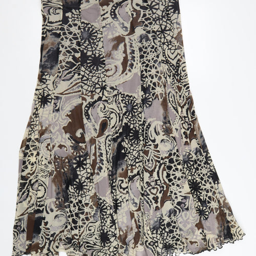 Chesca Womens Brown Geometric Midi A-Line Skirt Size 16