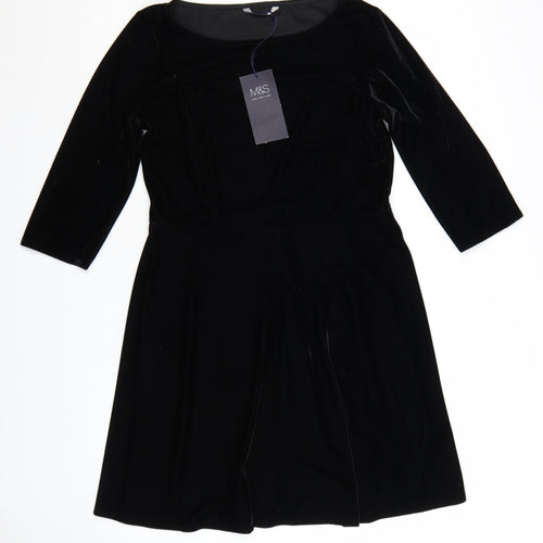 Marks and Spencer Women’s Black Velvet Fit & Flare Dress Size 12