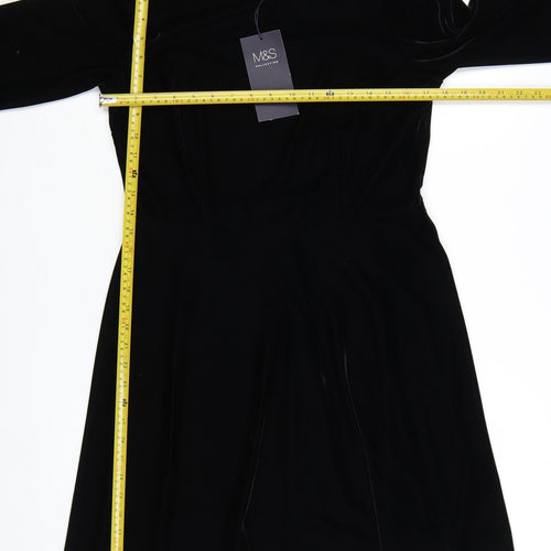 Marks and Spencer Women’s Black Velvet Fit & Flare Dress Size 12