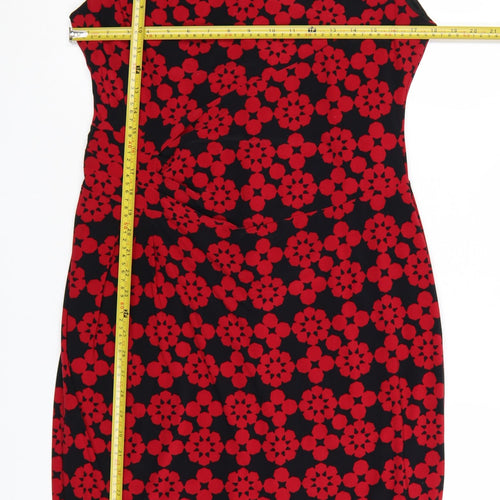 Phase Eight Women Red Floral Sheath Dress Size 16 Sleeveless