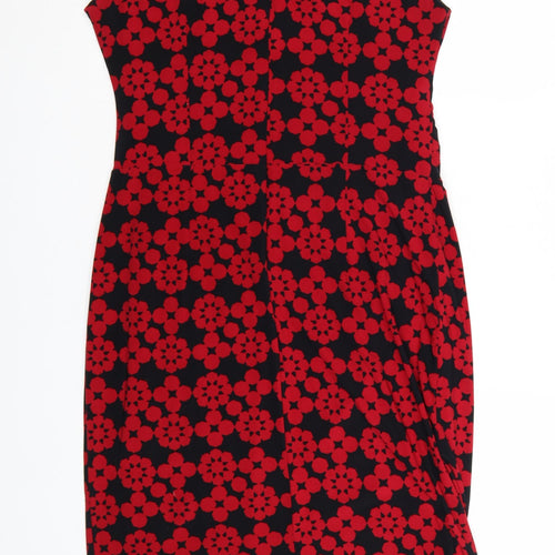 Phase Eight Women Red Floral Sheath Dress Size 16 Sleeveless