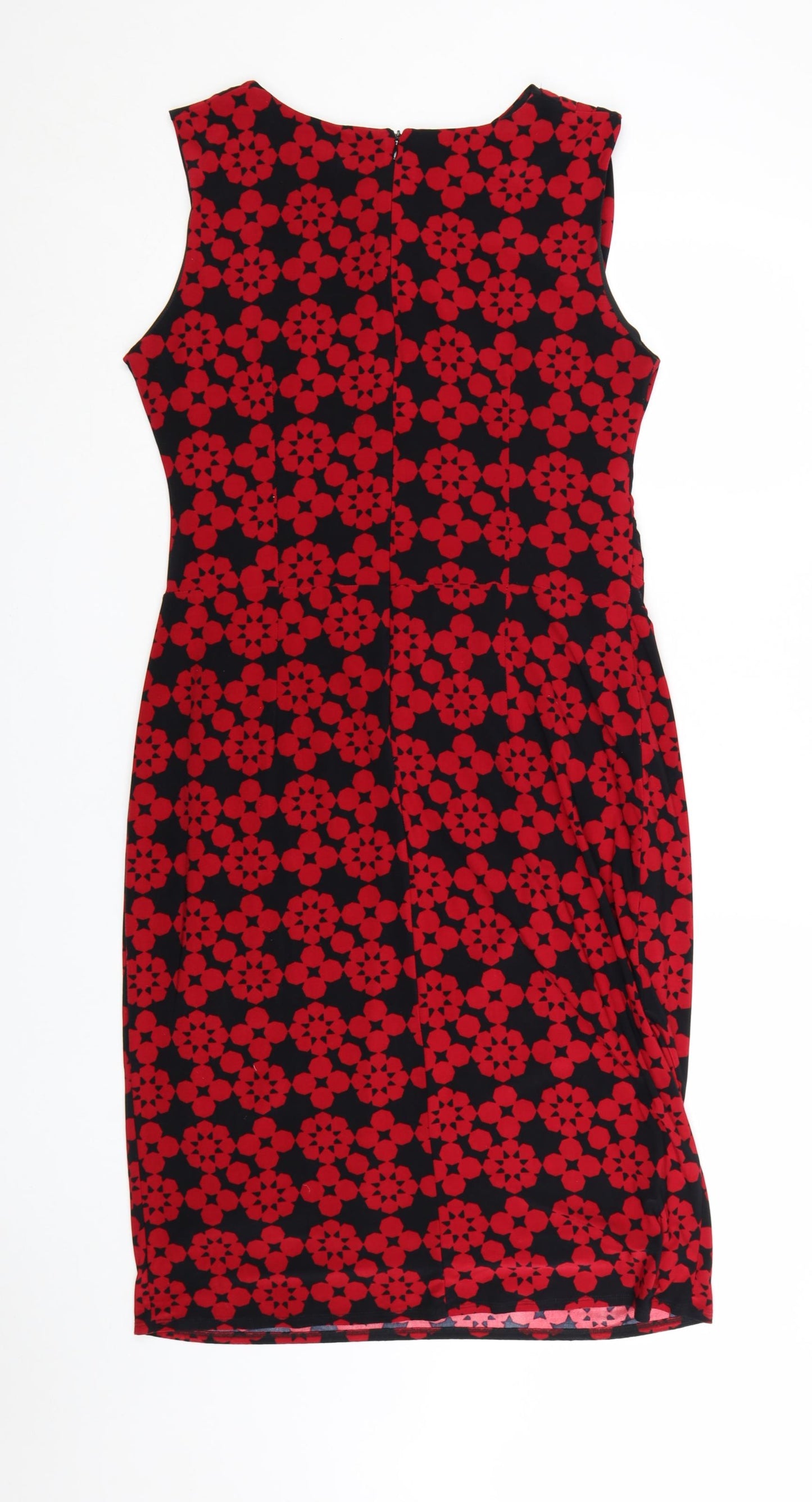 Phase Eight Women Red Floral Sheath Dress Size 16 Sleeveless