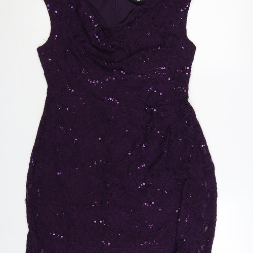 Scarlett Women Purple Sequin Lace Bodycon Dress Size 14