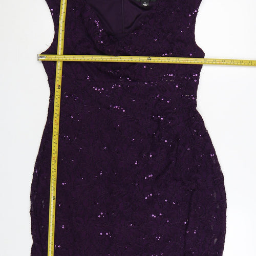 Scarlett Women Purple Sequin Lace Bodycon Dress Size 14