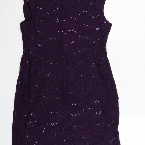 Scarlett Women Purple Sequin Lace Bodycon Dress Size 14