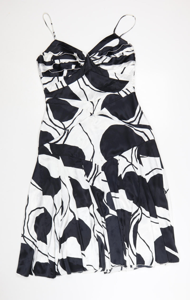 Elements Amanda Wakeley Womens Black White Fit & Flare Dress Size 12