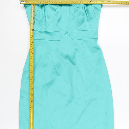 Karen Millen Women’s Green Bodycon Halter Neck Satin Dress UK 8