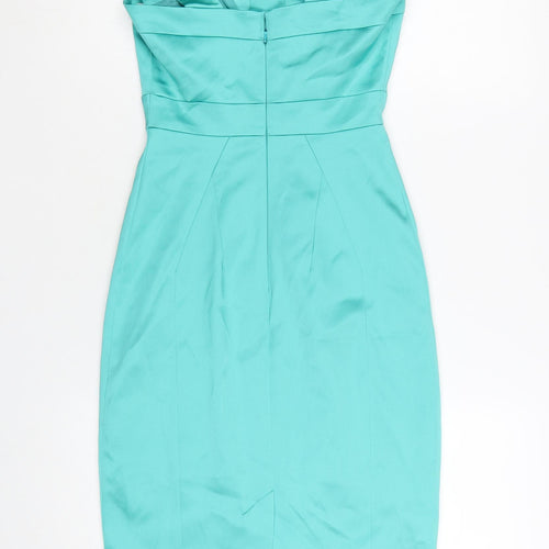 Karen Millen Women’s Green Bodycon Halter Neck Satin Dress UK 8