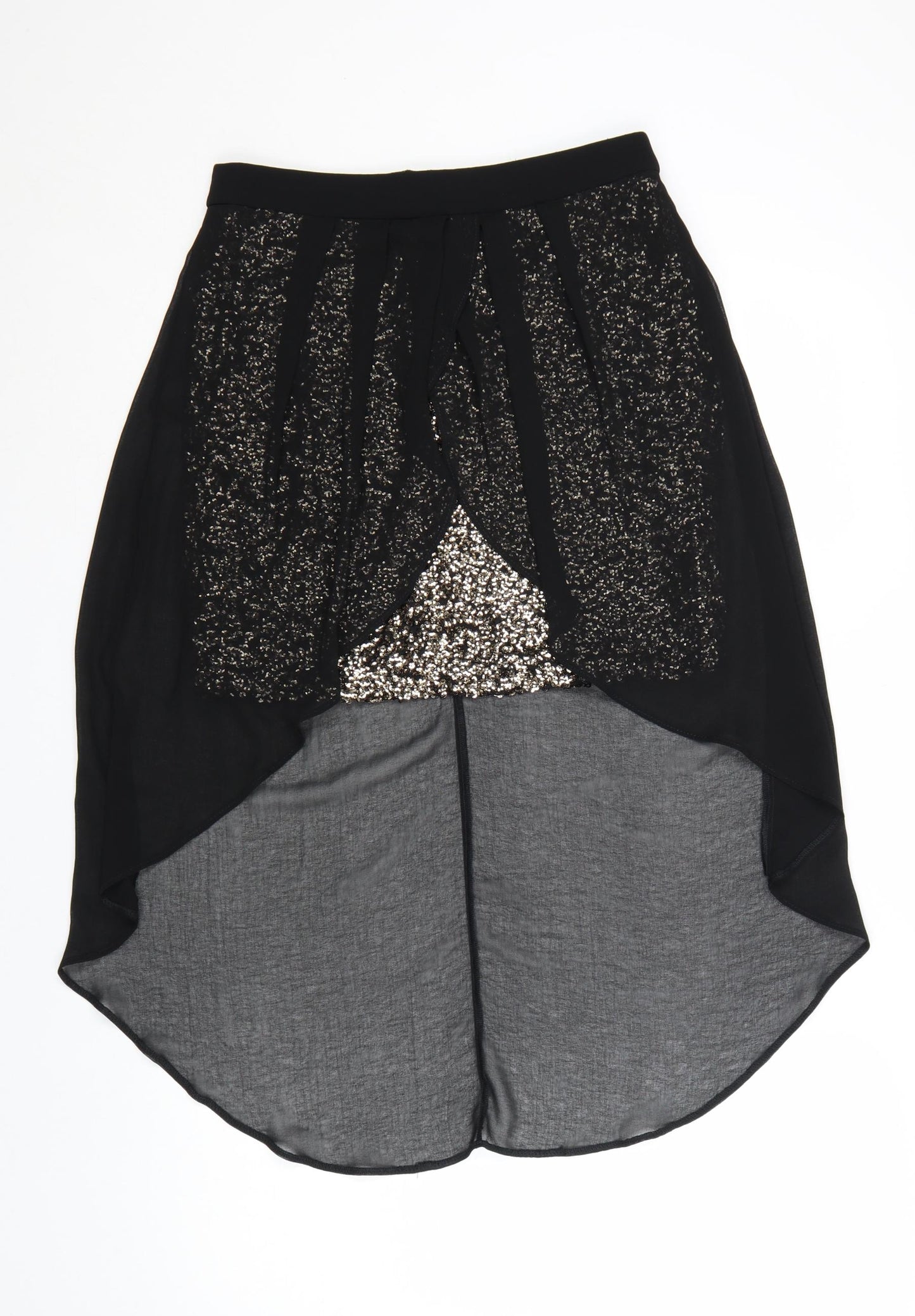 Lipsy London Women's Black Sequin Asymmetric Midi Skirt Size 10
