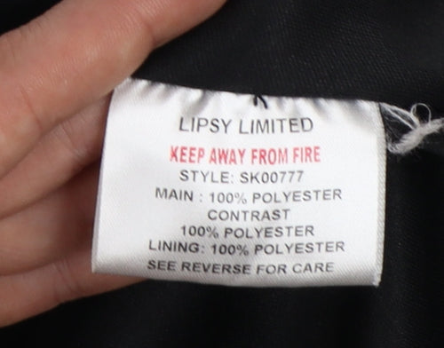 Lipsy London Women's Black Sequin Asymmetric Midi Skirt Size 10