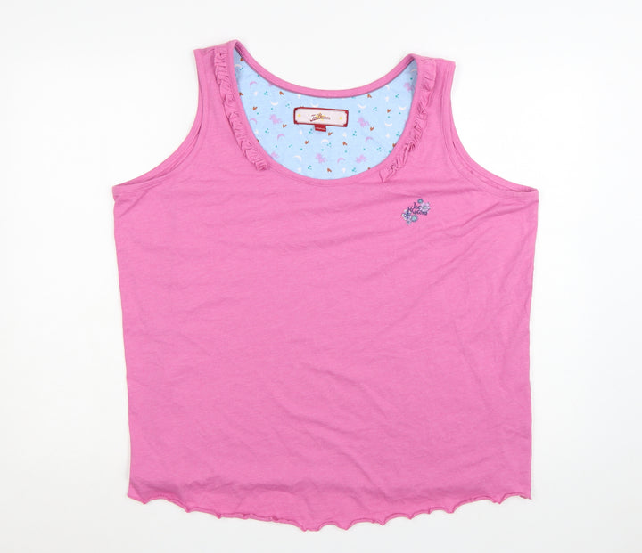 Joe Browns Women’s Pink Ruffle Trim Cotton Tank Top Size 20