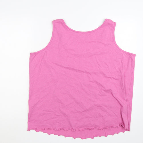 Joe Browns Women’s Pink Ruffle Trim Cotton Tank Top Size 20