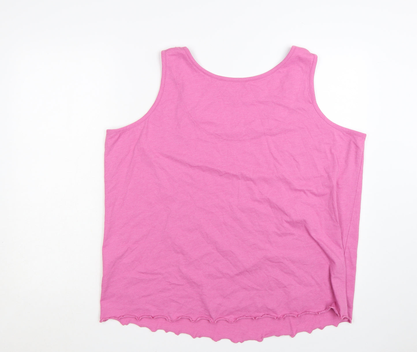 Joe Browns Women’s Pink Ruffle Trim Cotton Tank Top Size 20