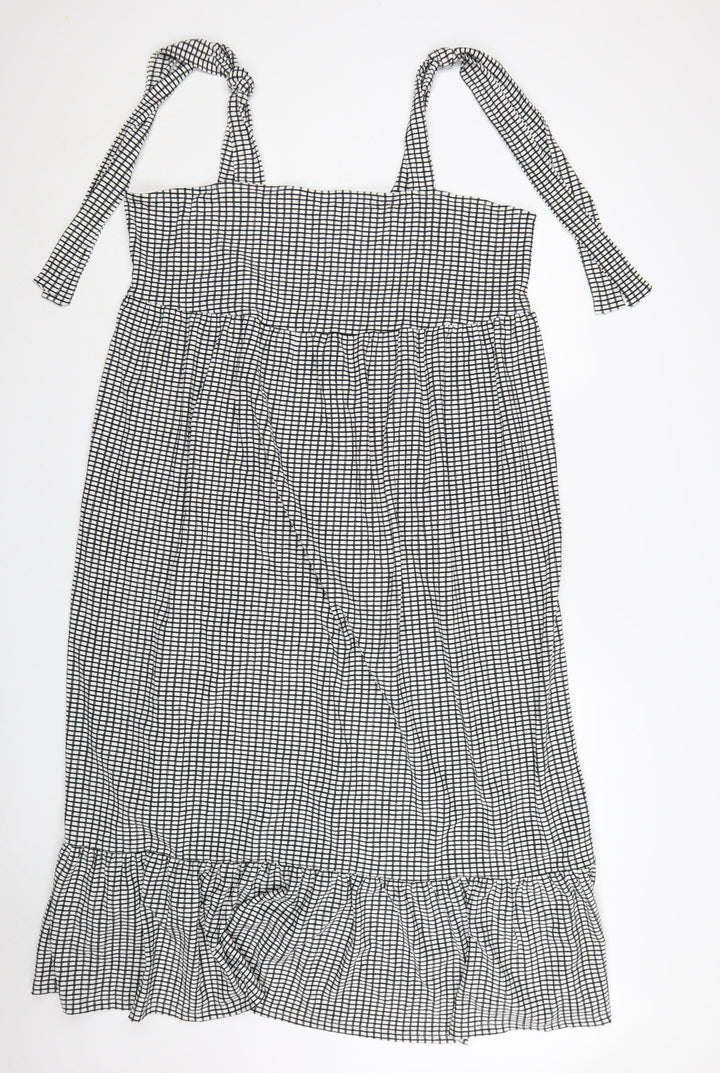 Marks and Spencer Women’s Black Check Tall Midi Slip Dress Size 20