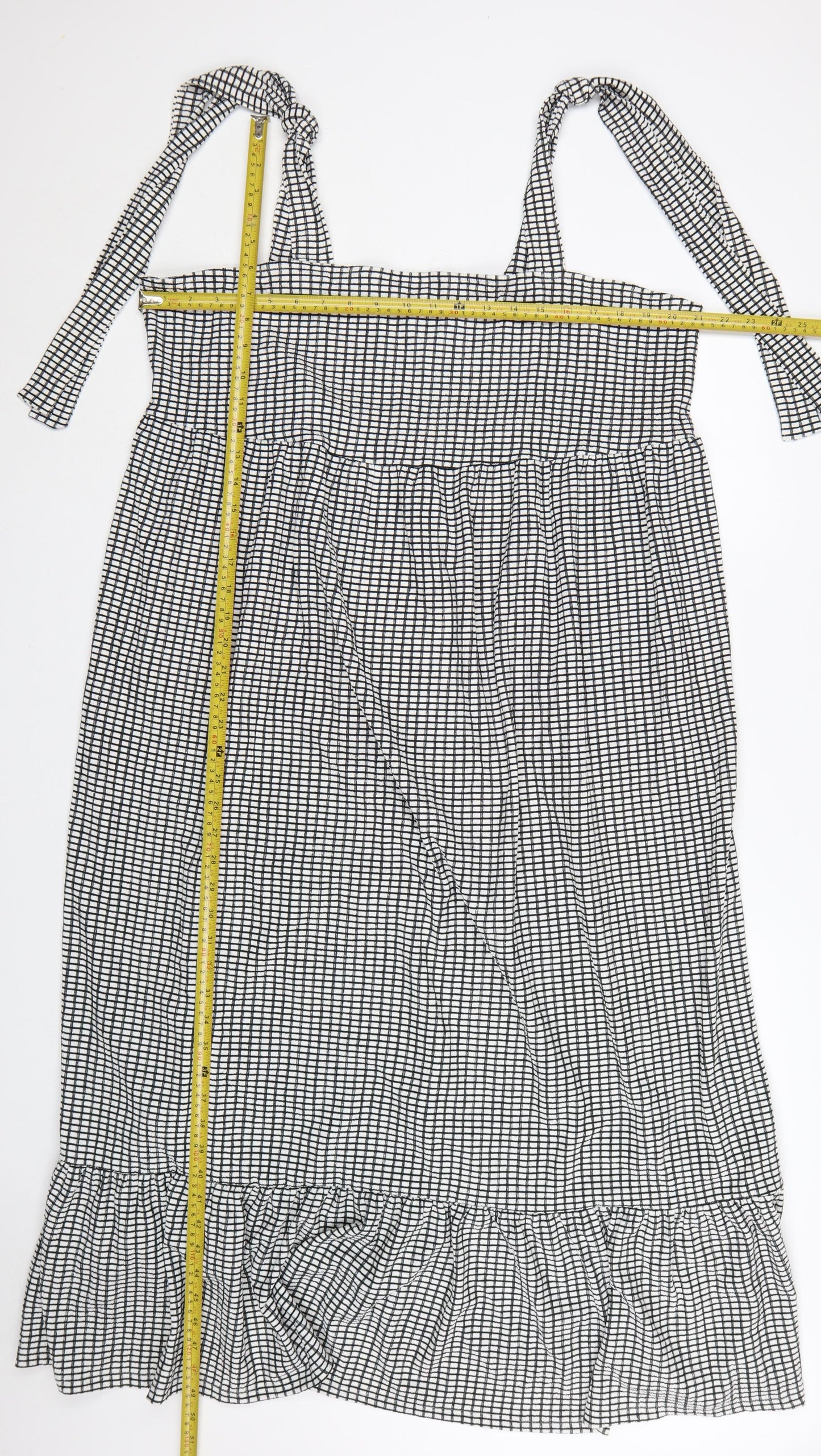 Marks and Spencer Women’s Black Check Tall Midi Slip Dress Size 20