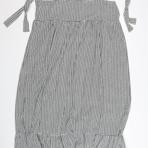 Marks and Spencer Women’s Black Check Tall Midi Slip Dress Size 20