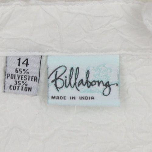 Billabong Women's White Camisole Tank Top Size 14 Summer Tie Back