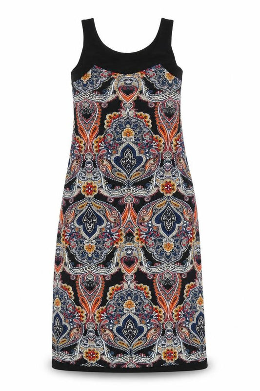 Front view of Wallis Petite Multicoloured Paisley Midi Tank Dress UK 10