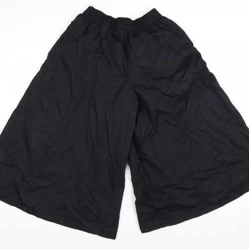 Marks and Spencer Women's Black Wide-Leg Cotton Trousers Size 6 Short