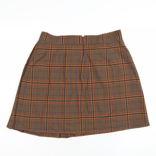 French Connection Women's Brown Pleated Plaid Skirt Size 12