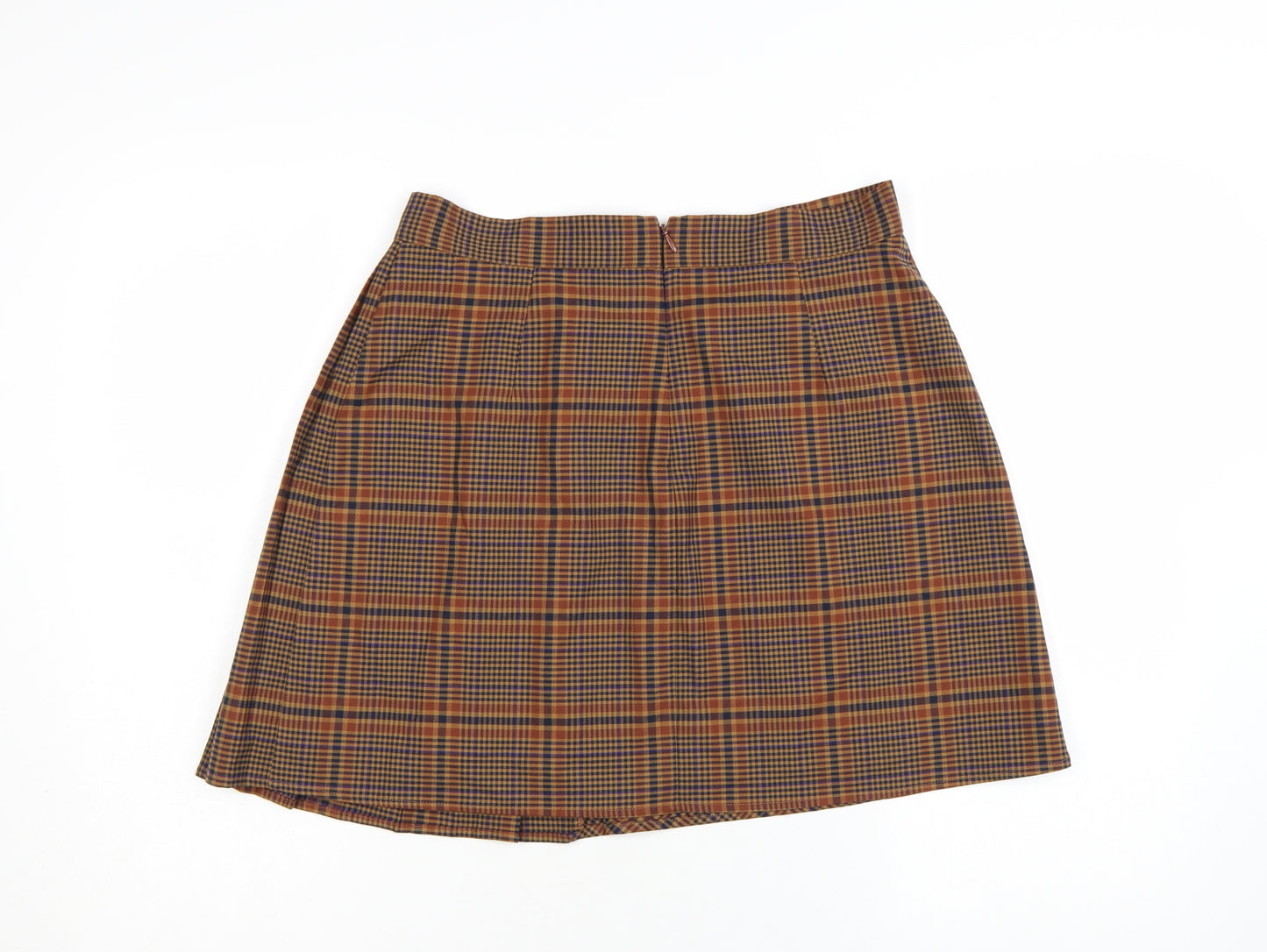 French Connection Women's Brown Pleated Plaid Skirt Size 12