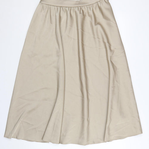 Marks and Spencer Women Beige A-Line Midi Skirt Size 12