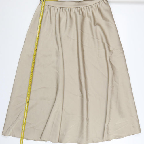 Marks and Spencer Women Beige A-Line Midi Skirt Size 12