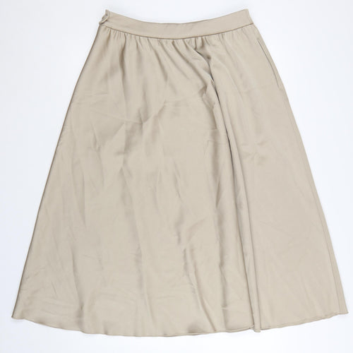 Marks and Spencer Women Beige A-Line Midi Skirt Size 12