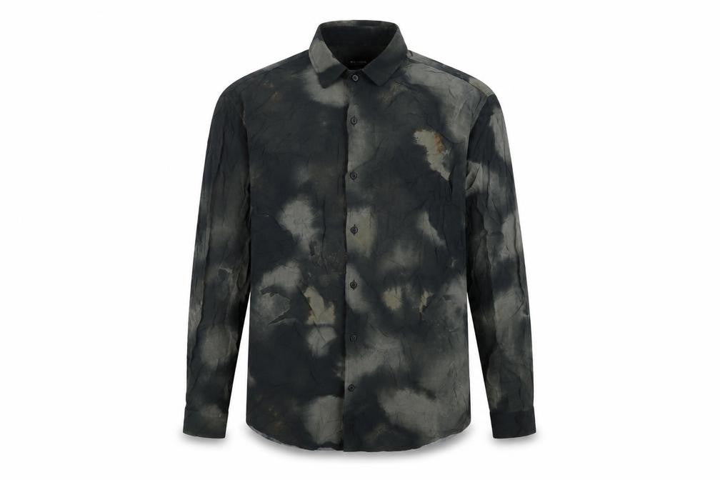Pull&Bear Men's Green Tie-Dye Relaxed Fit Viscose Shirt M