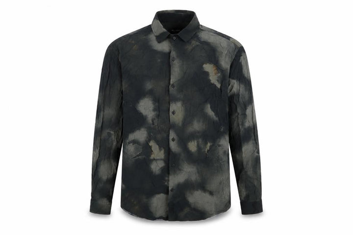 Pull&Bear Men's Green Tie-Dye Relaxed Fit Viscose Shirt M