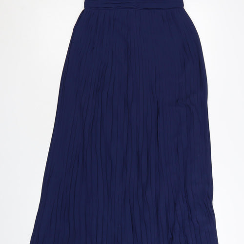 TFNC London Women's Blue Pleated Maxi Halter Dress Size 8
