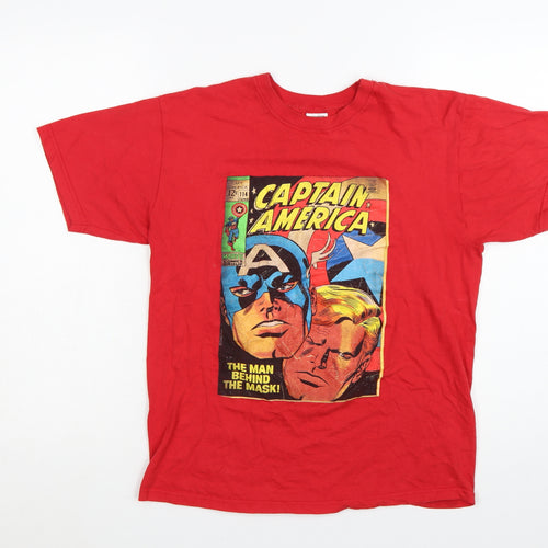 Marvel Men's Red Captain America Graphic T-Shirt Medium