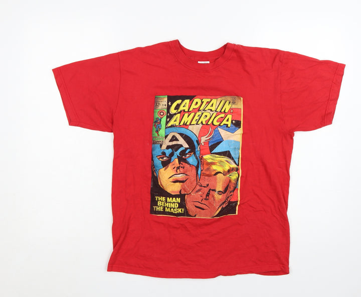 Marvel Men's Red Captain America Graphic T-Shirt Medium