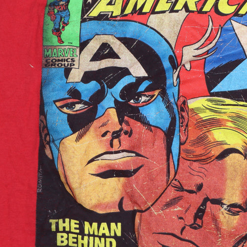 Marvel Men's Red Captain America Graphic T-Shirt Medium