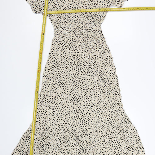 Marks and Spencer Women’s Beige Polka Dot Midi Fit & Flare Dress Size 8